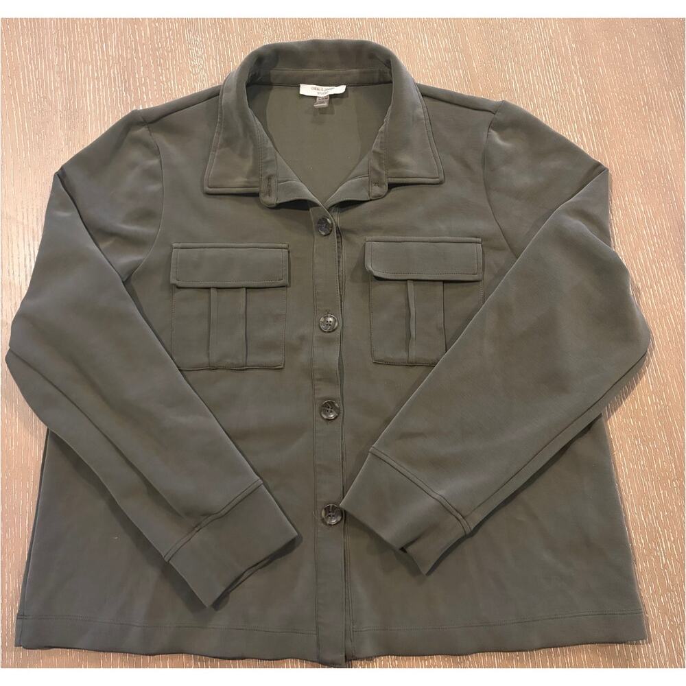 Cable & Gauge Women's Large‎ Long Sleeve Snap Button-Up Shirt Size XL Green